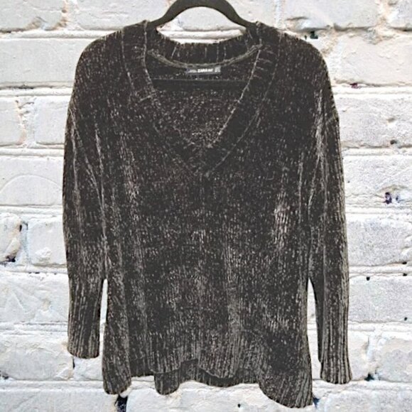 ZARA Oversized Chenille Sweater Dark Gray Size Small - Picture 1 of 4